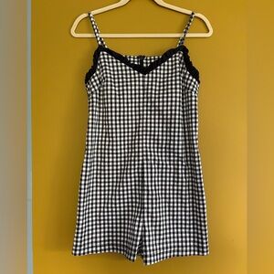 Topshop Black and White Gingham Romper